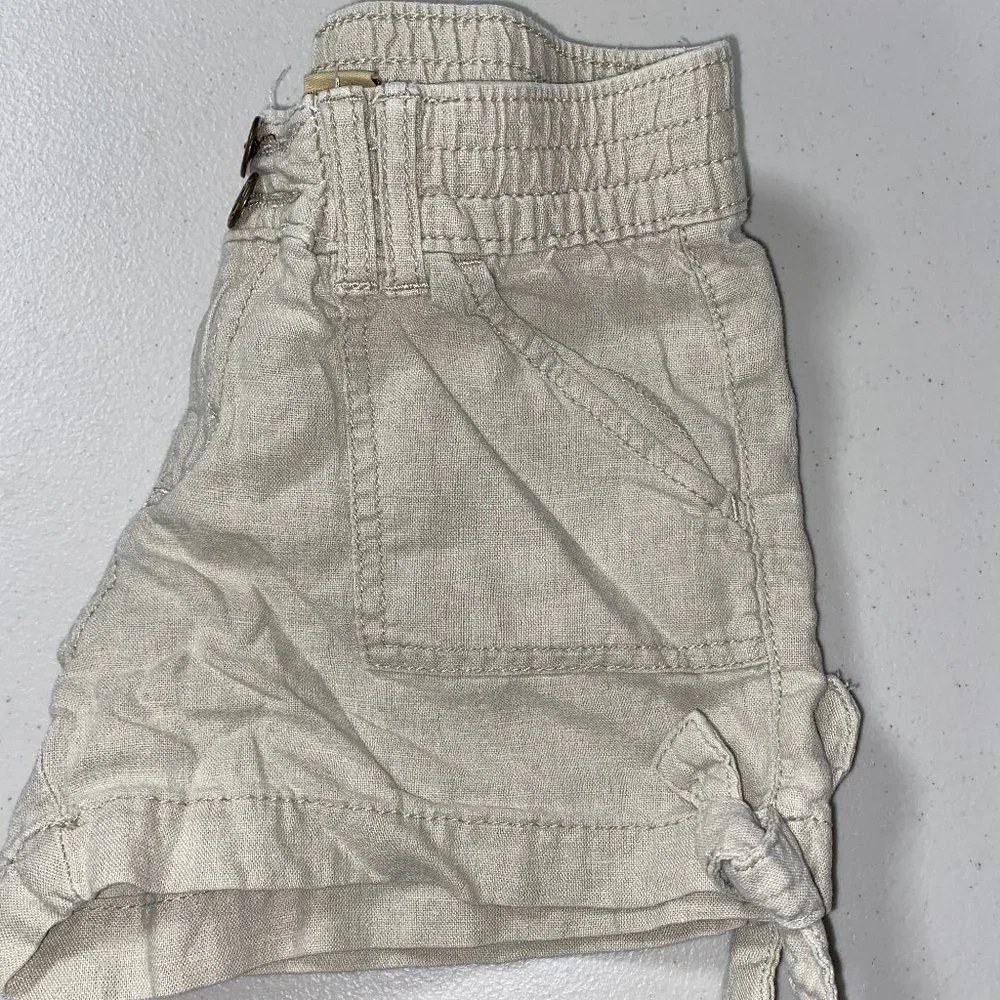 Mudd Linen Shorts-Beige 10 - Picture 3 of 3